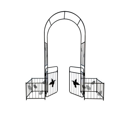 Arche de jardin en métal avec portes - noire, parfaite pour diverses plantes grimpantes comme les vignes de rose, de jasmin et de lierre, portes en treillis noir Delight d'extérieur, convenable, rehaussement ornemental