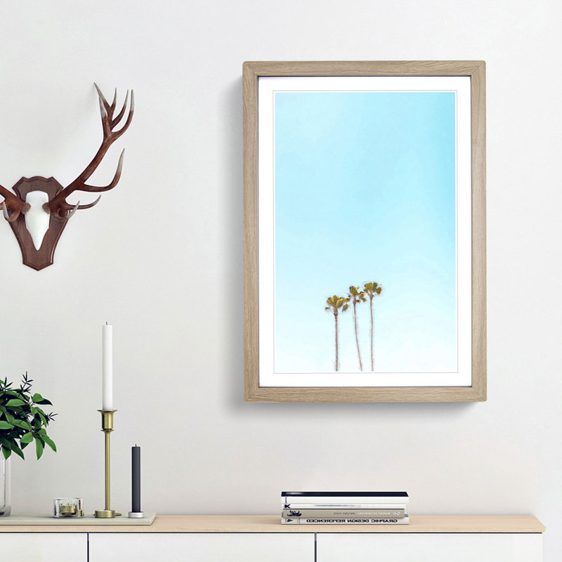 Summer Palm Trees - Framed Print, 48cm H x 36cm W x 2cm D, Oak Framed