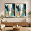 Art mural abstrait bleu sarcelle avec cadre flottant, bleu sarcelle, prêt à être accroché-631702541-631702535
