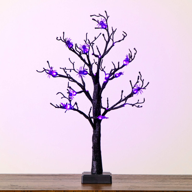 Arbre de Noël artificiel pré-éclairé avec 24 lumières DEL mauves, H 24 po x l 9 po x P 9 po