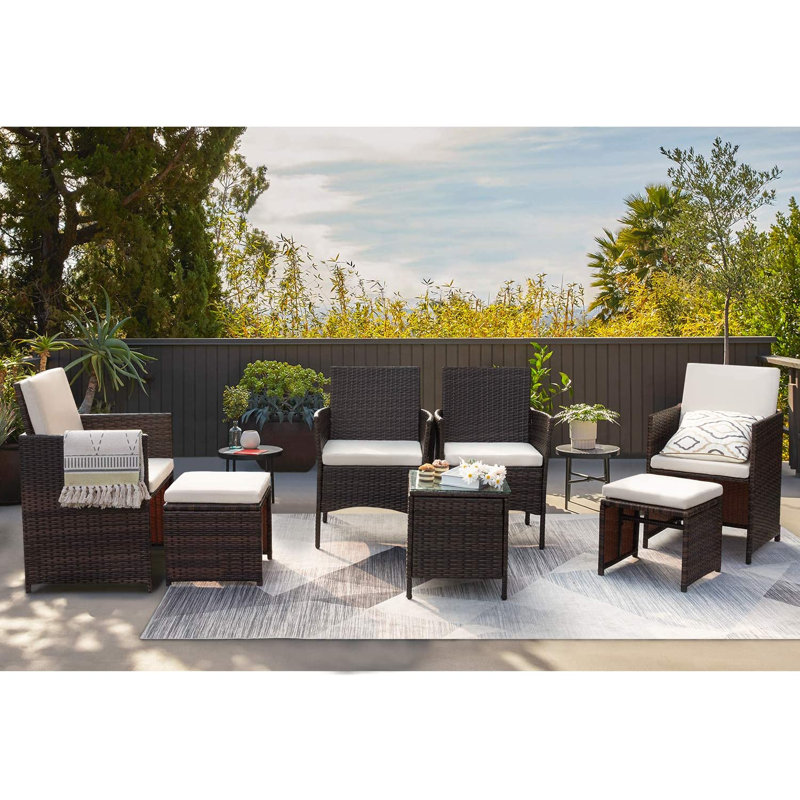 Fransje 6 - Person Patio Conversation Set with Cushions, Beige