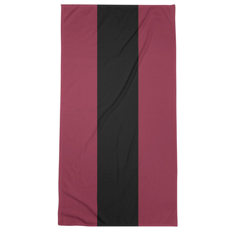 Cotton Blend Beach Towel, Black/Burgundy