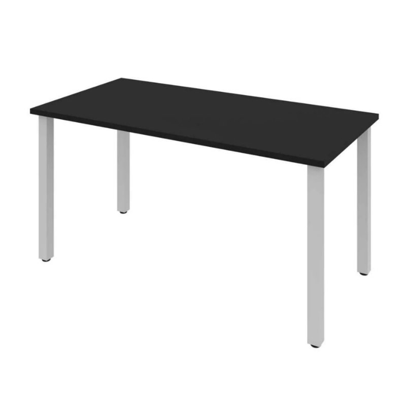 Bureau de table moderne de 60 po avec pieds carrés en métal, poste de travail de style industriel minimaliste