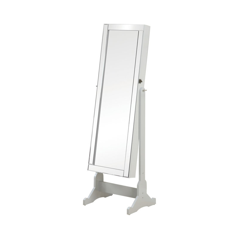 Dannaka Floor Mirror with Shelves, Gray