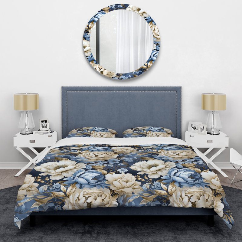 Ensemble de housse de couette Blue Vintage Whispers, Housse de couette pour très grand lit et 2 très
