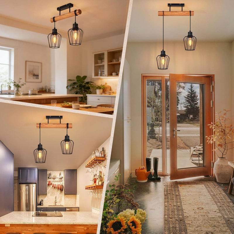 2-Light Black Semi Flush Mount