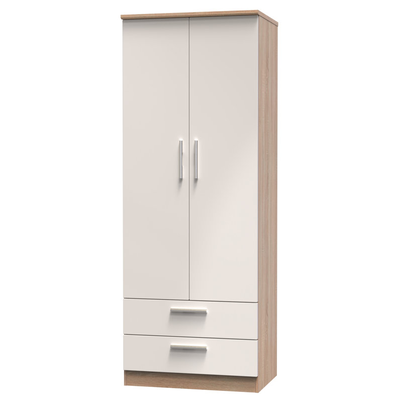 Borgeson Manufactured Wood Wardrobe, Kashmir Gloss/Bardolino Oak