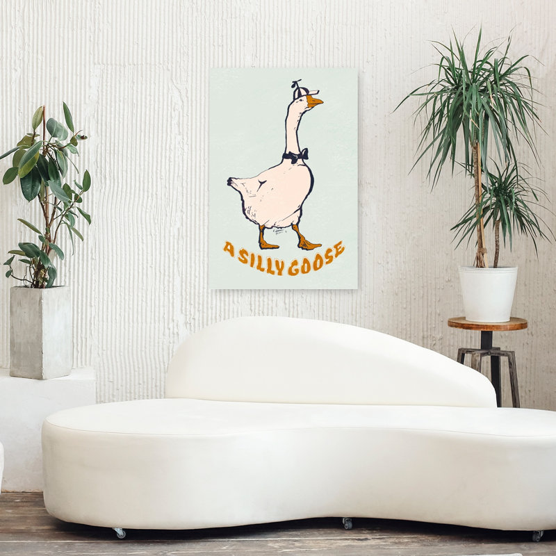 «A Silly Goose», art mural rétro nature fantaisiste, oie, H 36 po x l 24 po