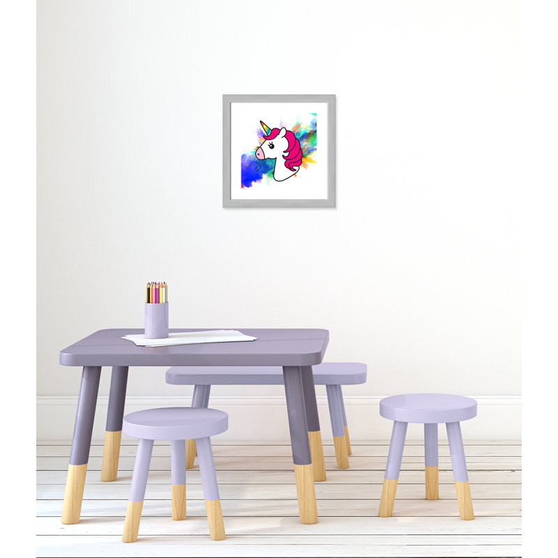 Art sur toile licorne arc-en-ciel, H 16 po x l 16 po x P 0,6 po, Encadré plat argent