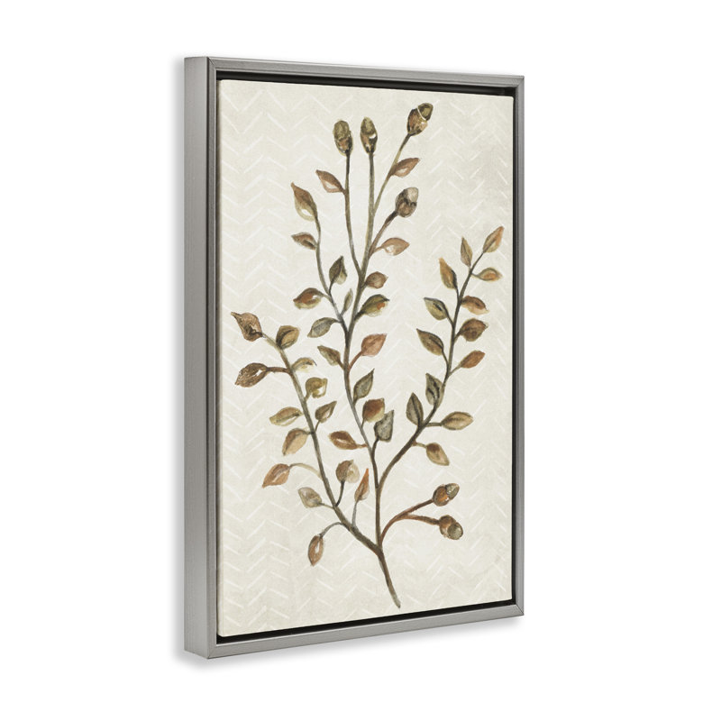 «Garden Botanics Sprig», toile flottante encadrée par Janice Gaynor, Cadre flottant gris lustré, H 25 po x l 17 po