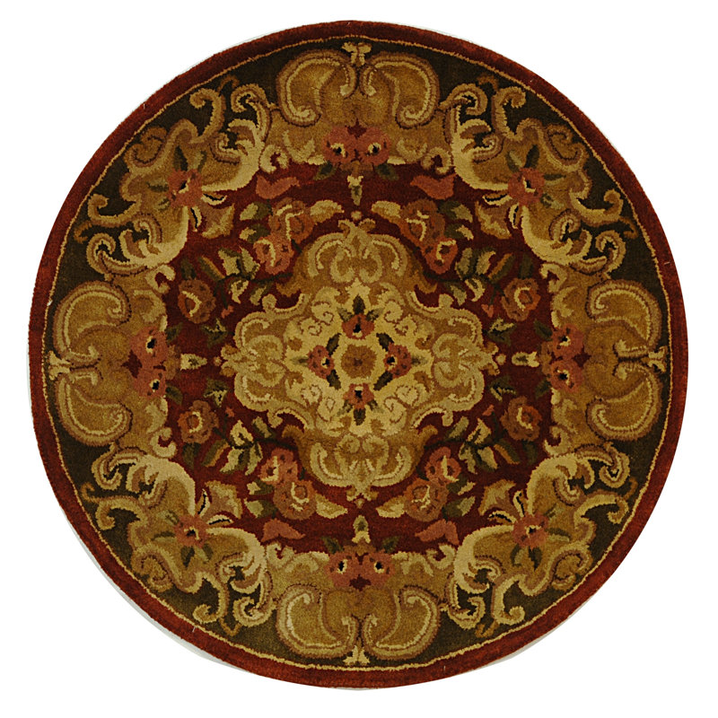 Tapis oriental en laine touffeté à la main Carnasheeran, Rond 6 pi