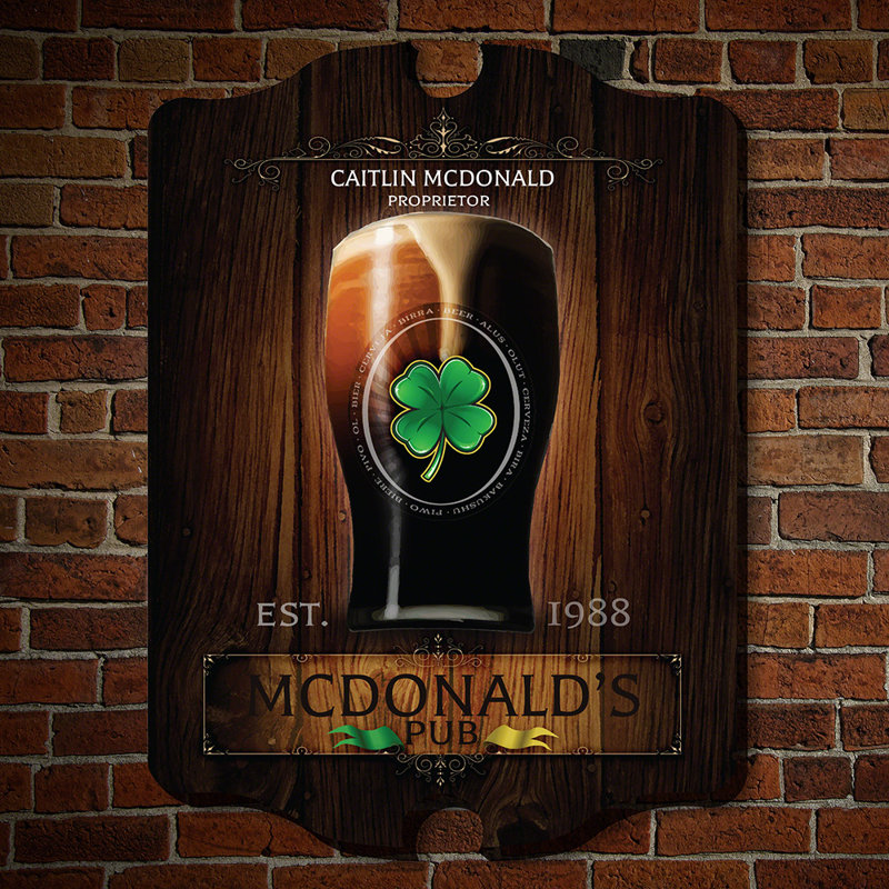 Panneaux de pub irlandais échoués - décoration murale en bois personnalisée, Oui, Médium