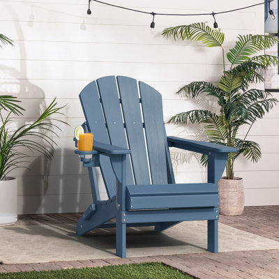 HDPE Outdoor Adirondack Foldable Chair With Cup Holder