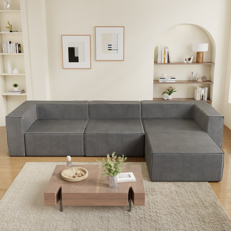 39" Luxury Corduroy Armless Couch for Living Room