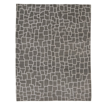 Hand Knotted Area Rug in Blue And Gray