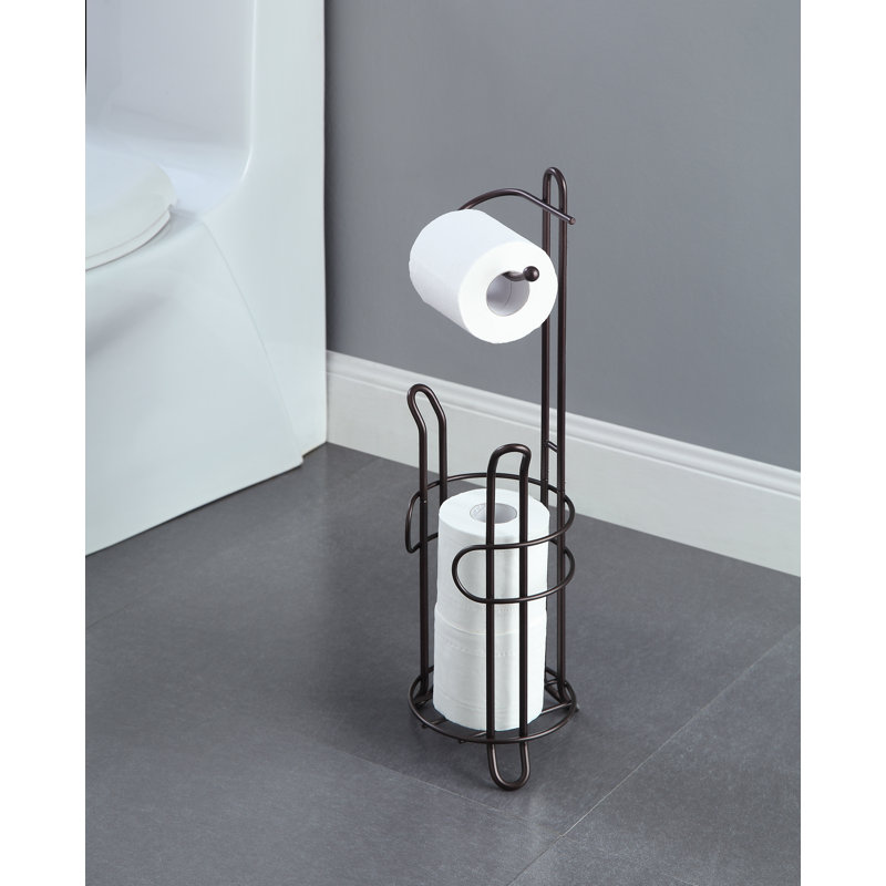 Oil Rubbed Bronze Freestanding Toilet Paper Holder with Storage