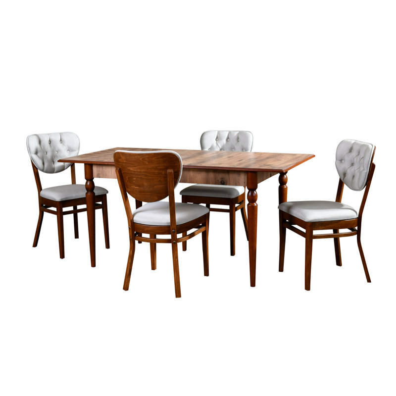 Ensemble repas pour quatre personnes, Naturel / crème