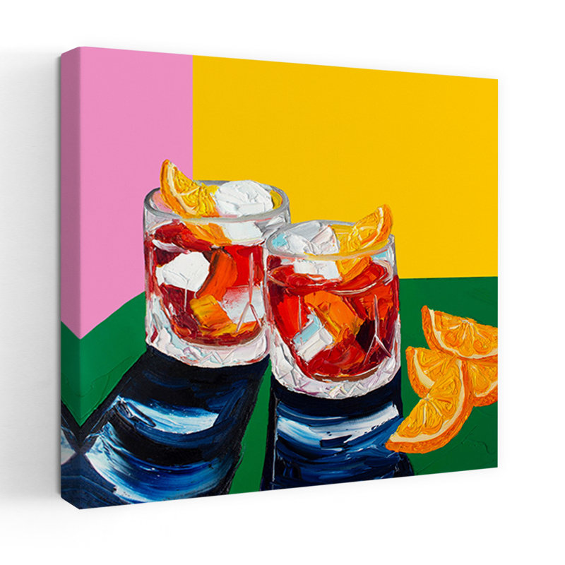Art mural coloré vibrant, cocktails colorés, H 48 po x l 48 po