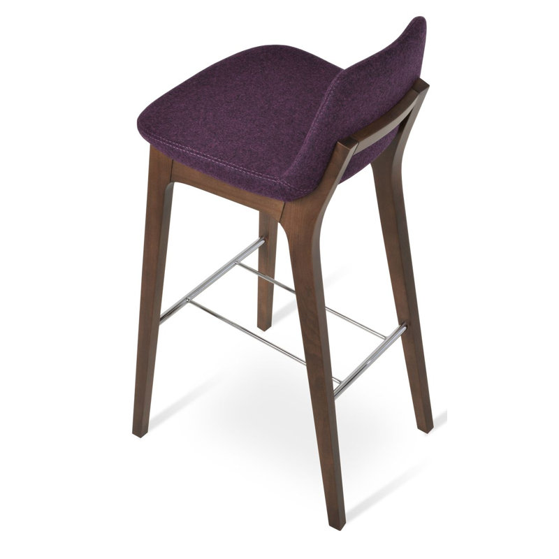 Pera HB Wood Bar & Counter Stool, Bar Stool (29" Seat Height), Deep Maroon
