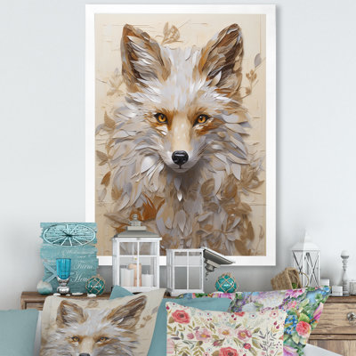 " Minimalism Beige Fox Portait I " by Designart