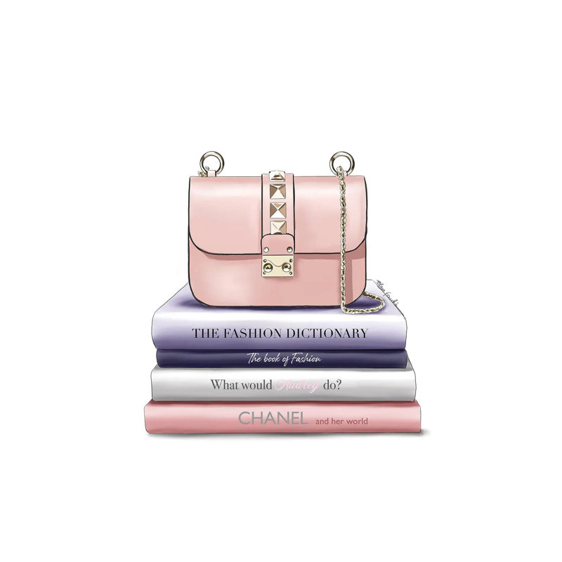 Books And Handbag by Elza Fouche - Wrapped Canvas Gallery-Wrapped Canvas Giclée, Wrapped Canvas, 12" H x 8" W
