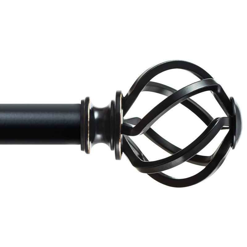 Aref Steel Adjustable Single Curtain Rod, 35" - 71", Black