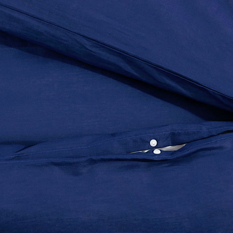 Black Egyptian Quality Cotton Traditional Duvet Cover Set, 220 x 240 cm + 65 x 65 cm, Navy Blue