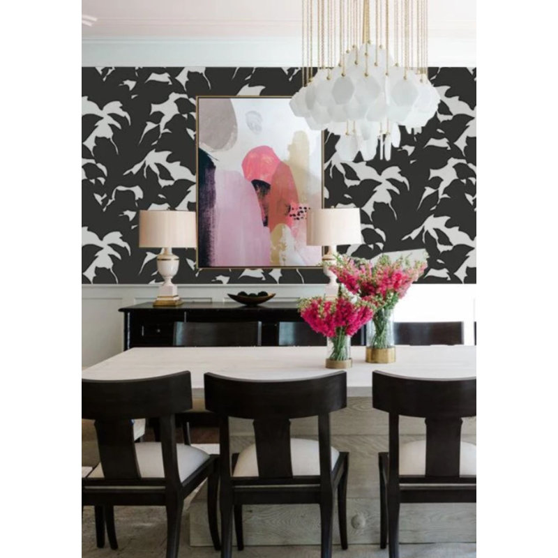 Rouleau de papier peint L 10 pi x l 24 po Holly, Noir de jais, Auto-adhésif, Vinyl