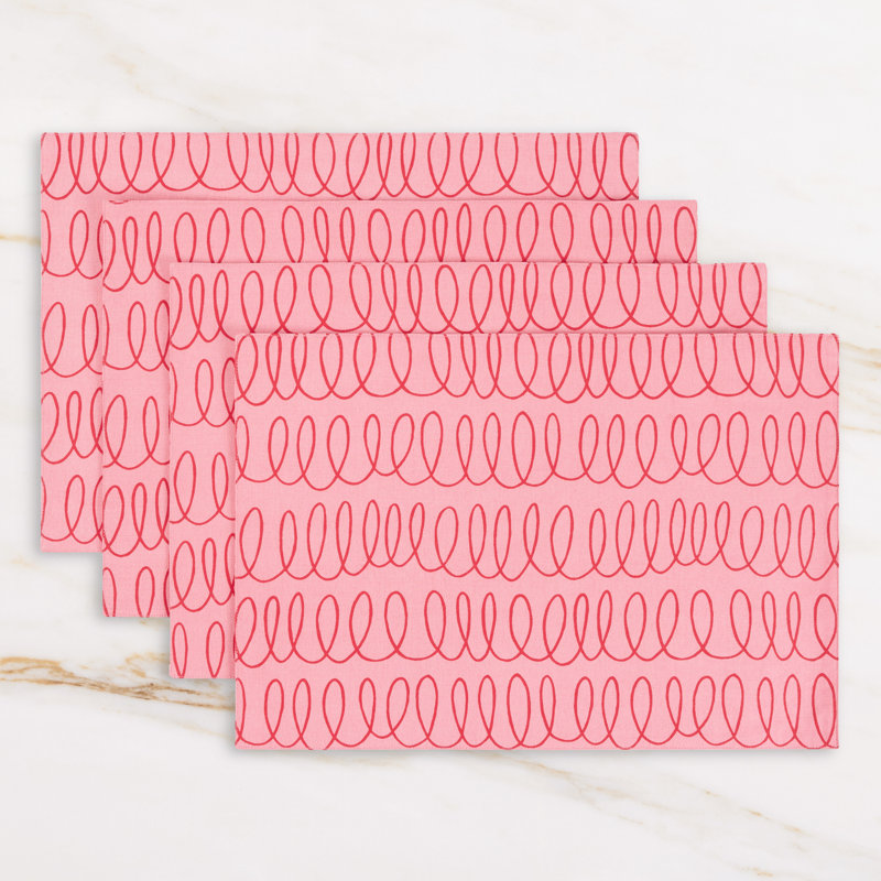 Loop And Dot 100% Cotton Rectangle, Pink Blush