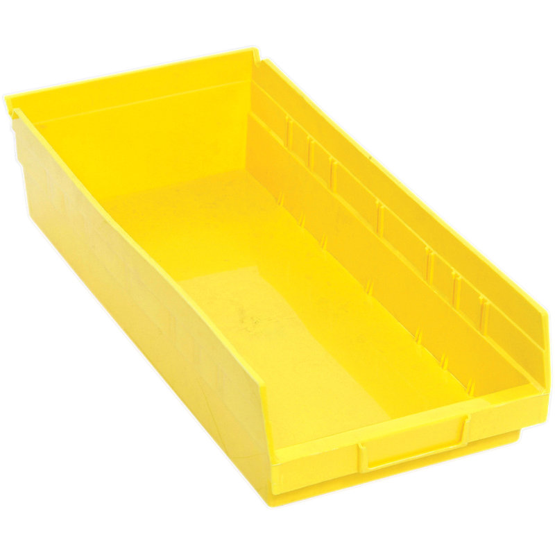 Bac économique pour tablette gigogne, l 17-7 / 8 po x P 8-3 / 8 po x H 4 po, comprend (7) fentes de séparation, porte-étiquette arrière, porte-étiquette moulé, polypropylène, boîte de 10