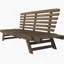 Méridienne de patio d'extérieur réglable en bois avec coussins pour petits espaces