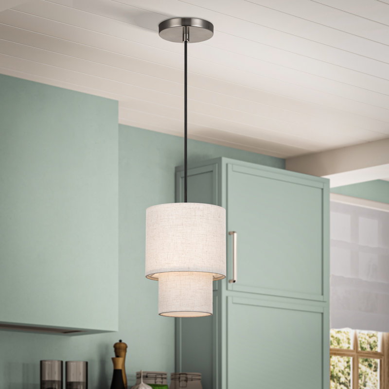 Mini-luminaire suspendu en nickel brossé 1 lumière Holliman, Nickel brossé