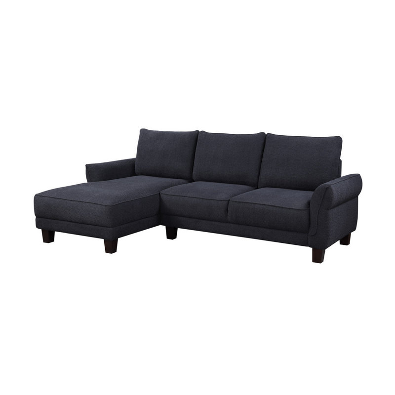 Lingeswaran 96" Sectional Sofa with Left-Facing Chaise, Black Sherpa