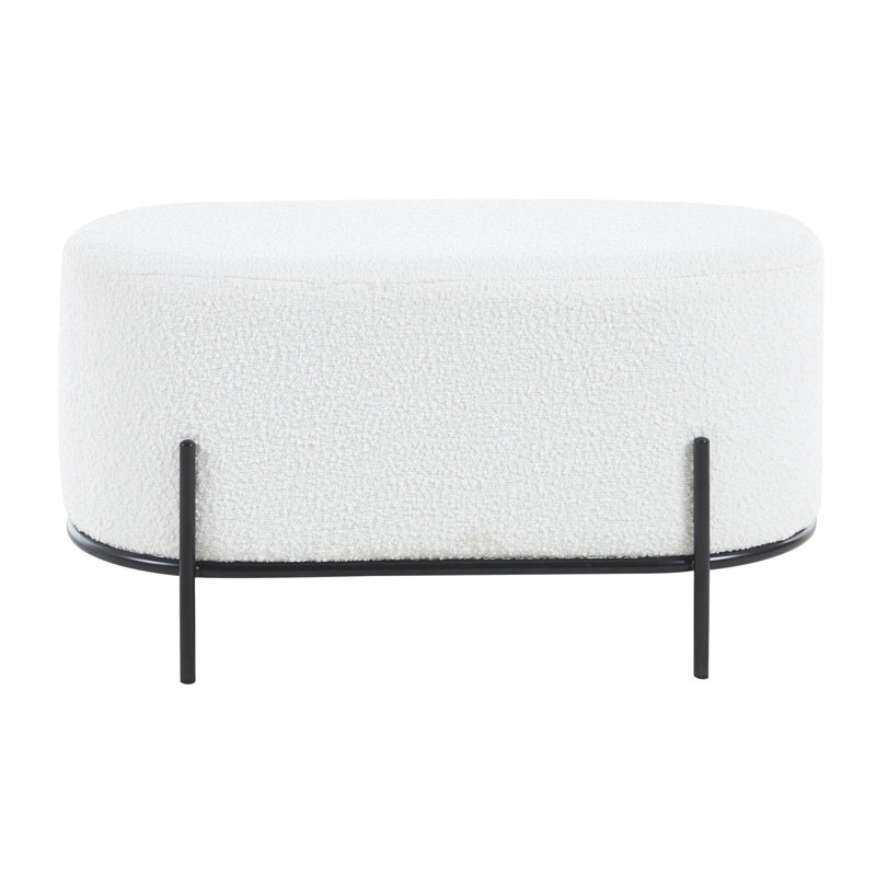 Ajmail 80cm Wide Oval Footstool Ottoman, White