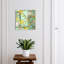 Wall mounted key box, Opens to the left, 30x30x5, White, Yellow magnolias on a green background, 