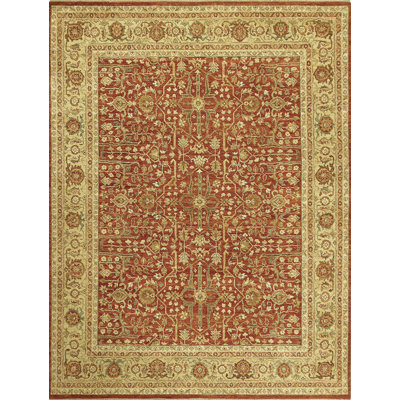 Hand Knotted Wool Oriental Area Rug in Beige/Red/Brown