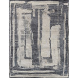 Hand Knotted Area Rug in Charcoal And Gray