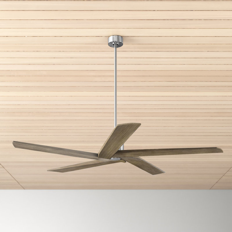 Aspen, 56" Wide, Brushed Steel with Light Gray Weathered Oak Blades