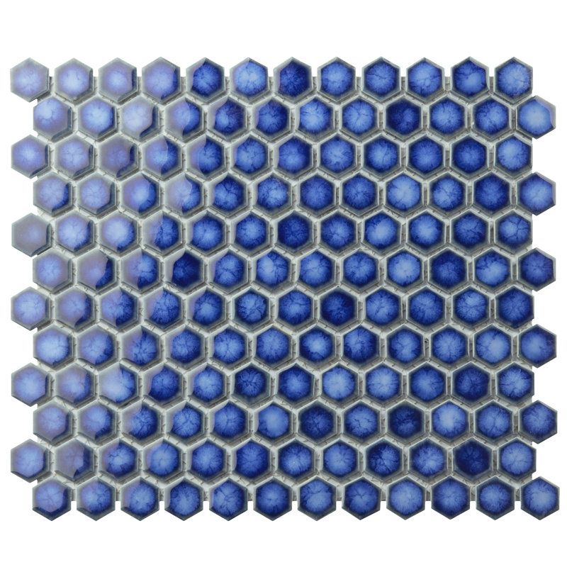 Hudson 1" x 1" Porcelain Honeycomb Mosaic Wall & Floor Tile, Blue