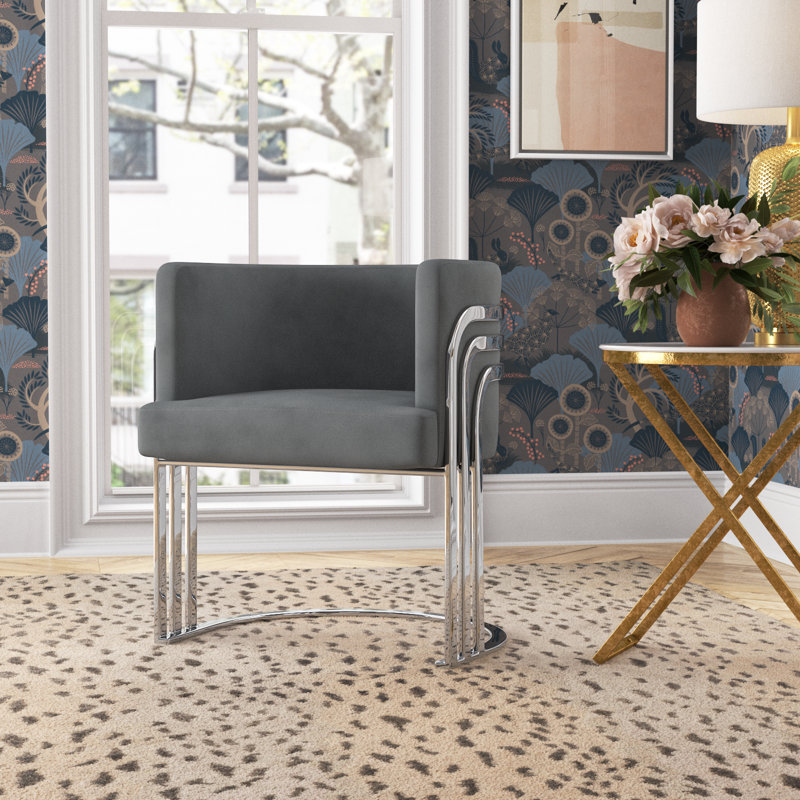 Fauteuil demi-tonneau 25 po, Gris, Argent