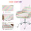 Chaise de bureau HOMcom Fluffy Unicorn avec dossier moyen et accoudoirs, base pivotante 5 étoiles, arc-en-ciel