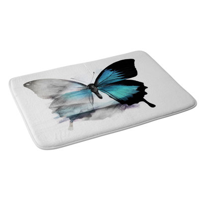 Tapis pour salle de bain à papillon bleu emanuela carratoni