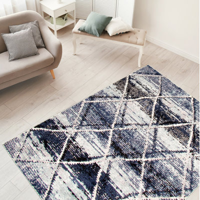 Tapis bleu / ivoire Stigall