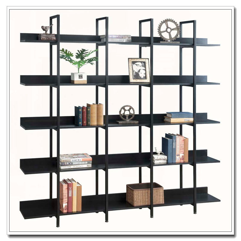 5 Tier Bookcase Home Office Open Bookshelf, Black