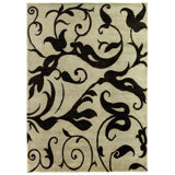 Metropolitan Wool Floral Area Rug in Taupe/Black