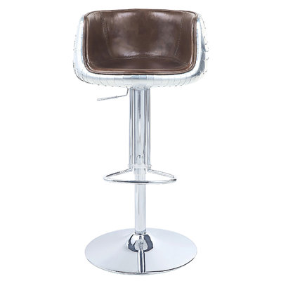Vintage Brown Swivel Stool With Padded Seat - Adjustable For Modern Dining Room And Convenient