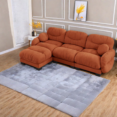 Canapés modulaires en chenille à compression, forme en L moderne à 3 sièges pour la maison