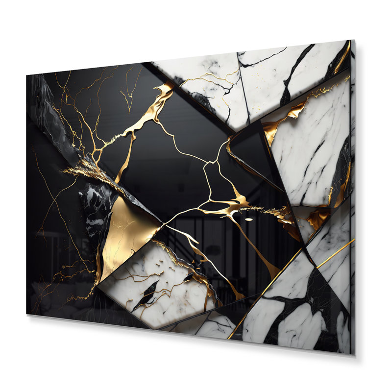 Décoration murale abstraite abstraite géode dorée IV - marbre, H 12 po x l 20 po x P 1 po