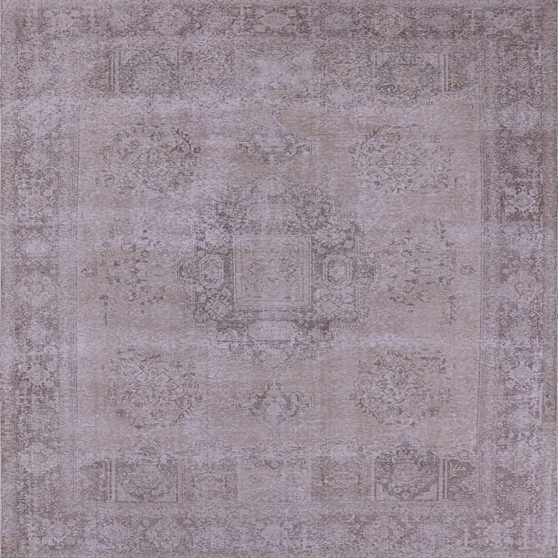 Tapis oriental gris Coshointon, Carré 7 pi