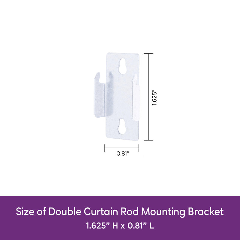 Mounting Bracket Set for Basic Double Curtain Rod, Silver Steel - Basics by Wayfair™